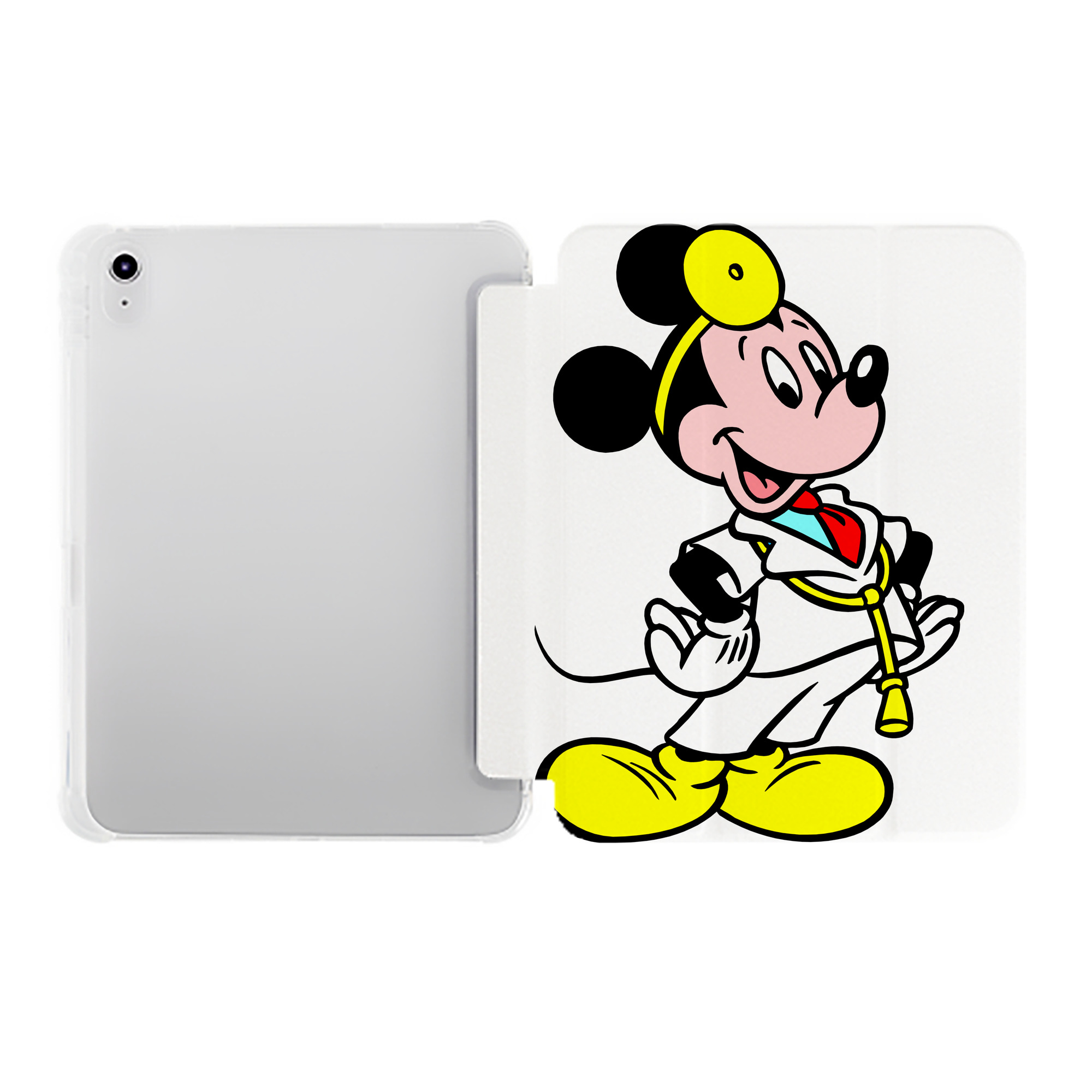 （画像用） ミッキーマウス Mickey Mouse IPad ケース ペン収納付き 三つ折りスタンド PUレザー×シリコン 対応機種9.5/10.5/10.9インチ